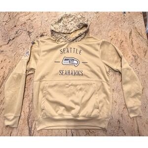 Nike Seattle Seahawks Salute To Service Hoodie Beige Camo Mens MediumDri-Fit EUC